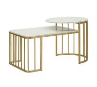 Mauro Ferretti Table basse Ankara, effet marbre, or et blanc, 90 x 50 x 50 cm