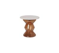Table basse en marbre blanc et marron, ronde, avec touches de verre - Chehoma, Gaya - Ø50x50 cm