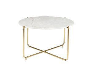 Table basse en marbre blanc, ronde, design épuré - White Label, Timpa - Ø70 cm H40 cm