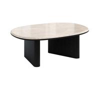 Table basse en marbre et placage chêne - Beige et noir - CORMINA