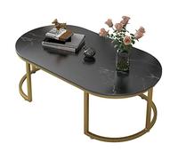 Table Basse en marbre Nordique, Table d'appoint créative en métal, Table Basse Ovale, Table de Salon en Fer forgé à la Mode, Table Basse de Meubles de Salon à la Maison, Noir, 100 × 60 × 47