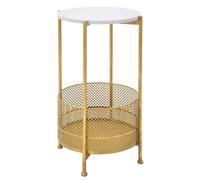 Table basse en métal doré avec étagère ø 35 x 62 cm