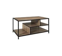 Table basse en métal noir et plateaux aspect bois - EDDY -