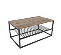 Table basse en panneaux de particules et acier avec 1 étagère - beige