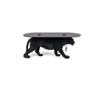DOPE AS HELL - Table basse ovale en verre noire L90 Noir
