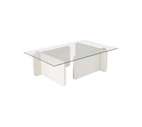 Table basse en verre et aggloméré Flavio blanc