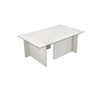 Table basse en verre et aggloméré Vetrino blanc