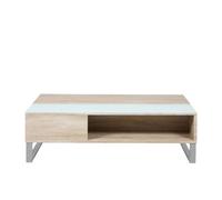 Table basse en verre et MDF avec plateaux relevable - Beige