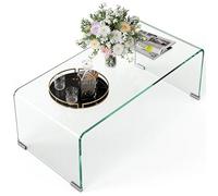 Table basse en verre HOMCOM table de salon rectangulaire moderne en verre trempé bords arrondis sûrs 80 x 45 x 35 cm transparent
