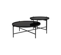 Table basse en verre noir, gigogne, style contemporain - White Label, Lily - 122x82x43 cm