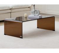 Table basse en verre trempé courbé - Brun - ALONZO