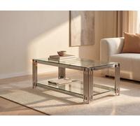 Table basse en verre trempé et acier inoxydable - Chromé - NOMELANO