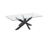 Table basse en verre trempé et métal noir - Transparent - COSIMA