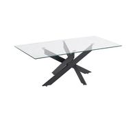 Vente-unique - Table Basse en Verre trempé et métal Noir - Transparent - Cosima