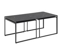 Table basse extensible en 3 pièces en Mélamine et Métal - L.120 à 232 cm - Noir
