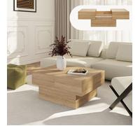 Table basse extensible Lens 80 x 60 x 36 cm effet chêne