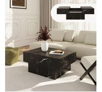 Table basse extensible Lens 80 x 60 x 36 cm effet marbre noir