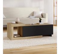 IDMarket - Table Basse Extensible rectangulaire Raphael 100-130 cm 1 Porte Bois et Noir