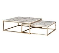 Table Basse - FINEBUY - Blanc - 75 x 75 cm - Aspect Marbre