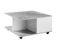 FineBuy Table Basse 70x70x36,5 cm Grise Ciment Blanche avec 2 Tiroirs