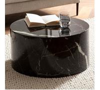 FineBuy Table Basse MONOBLOC Ronde 60x60x30 cm Noire, Bout de Canapé | table de salon en sobre ronde forme, table lounge avec place pour télécommande et smartphone, table à café facile d'entretien