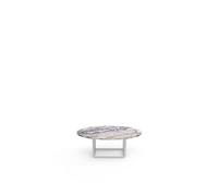Table Basse Florence de New Works Ø90 en Marbre Blanc Viola avec Cadre Blanc