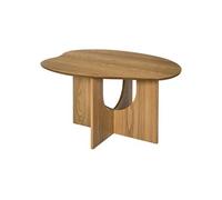 Table basse forme organique et piètement graphique en MDF aspect chêne - KALIOPE -