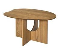 Table basse forme organique et piètement graphique en MDF aspect chêne - KALIOPE -