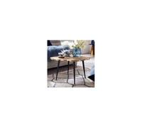 WOHNLING Table Basse Ronde 64x64x37 cm Aluminium Dorée Tranche d'arbre