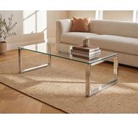 Table basse FREYA - Verre trempé & métal chromé
