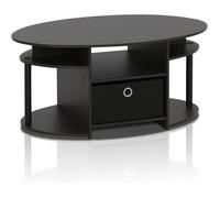 Table basse Furinno - 15079 - Table Basse Ovale avec Poubelle, Bois, Noyer, Set de 1, Dense, Noix, Set of 1