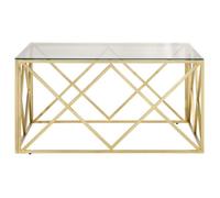 Table basse - FYDUN - AB349978 - Acier inoxydable - Verre trempé - Doré