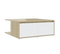 Table basse - GENERIQUE - Blanc et chêne sonoma - 80x80x31 cm - Aggloméré - Design contemporain