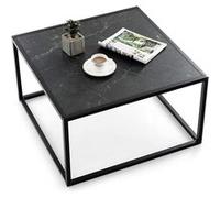 Table Basse GIANTEX Carrée Moderne, Meubles de Salon d'Appoint avec Dessus de Table en Faux Marbre et Structure en Acier, Table de Chevet Basse, Noir Noir G