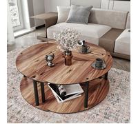 Table basse Gignese Dmora en bois noble chêne foncé marron 70x70x38h cm
