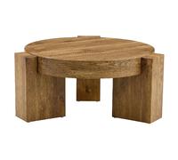 Table basse gigogne 61/44/30 cm bois en MDF et verre teinté brun modulable