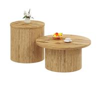 Table basse gigogne 75x75x36 cm, modulable MDF naturel