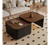 Table basse gigogne à roulettes et rangement pour petit espace | Design gigogne mobile, rangement caché, style milieu du siècle moderne(Black,60cm/23.6in+70cm/27.6in)