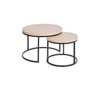 Table Basse Gigogne Aspect Bois finition Urban Oak Piètement Métal Noir - BRIDGE -
