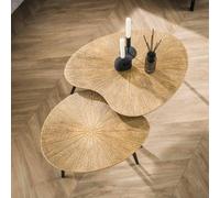 Table basse gigogne organique en métal doré YATO2 (lot de 2)