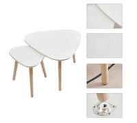 Table Basse Gigogne Triangulaire Moderne - KEDIA - Lot de 2 - Bois Massif - Blanc pur