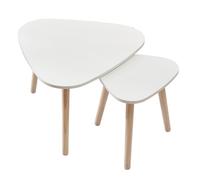 Table basse GOLDCMN - JEOBEST - Lot de 2 tables - Forme ovale triangulaire - Blanc