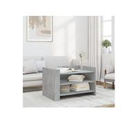 Table basse gris béton 80x50x50 cm bois d'ingénierie, table latérale, table de salon, table d'accent, bout de canapé, 848342