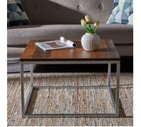 IDIMEX Table Basse Hades, Table de Salon Table d'appoint carrée Design Retro Vintage, Plateau en mélaminé décor Old Style et Cadre en métal Gris