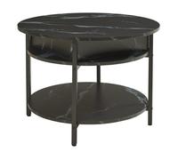 Table basse - HELLOSHOP26 - Console d'appoint - Effet marbre noir - Plateau relevable - Espace de rangement