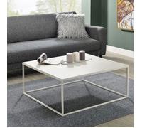IDIMEX Table Basse HILAR Grande Table de Salon Couleur Beige Design Retro Vintage Industriel, Plateau carré de 80 x 80 cm en métal laqué