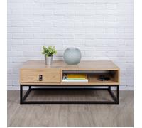 Table Basse - Home Deco Factory - Abbott - Bois Et Métal - Marron Et Noir