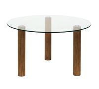 Table Basse - HOME DECO FACTORY - CLARA - Ronde - Verre Trempé - Marron