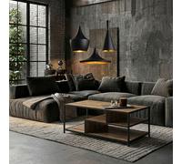 HOME DECO FACTORY Table basse Édison HD0509 bois/métal, rangement intégré, 90x42x55 cm Marron/Noir