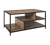 HOME DECO FACTORY Table basse Édison HD0509 bois/métal, rangement intégré, 90x42x55 cm Marron/Noir